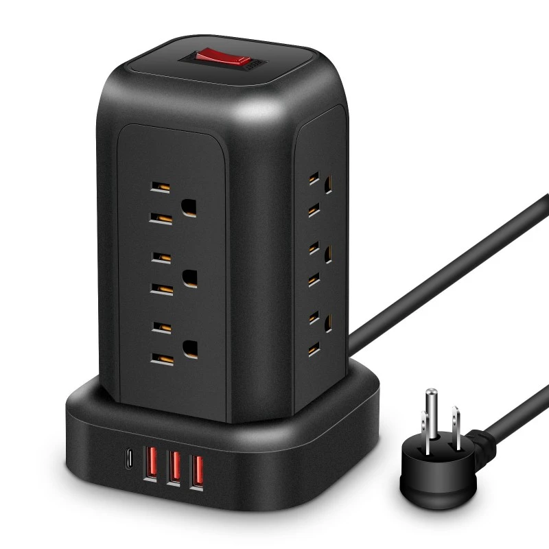 Regleta de alimentación estadounidense con cable de extensión de 12 salidas