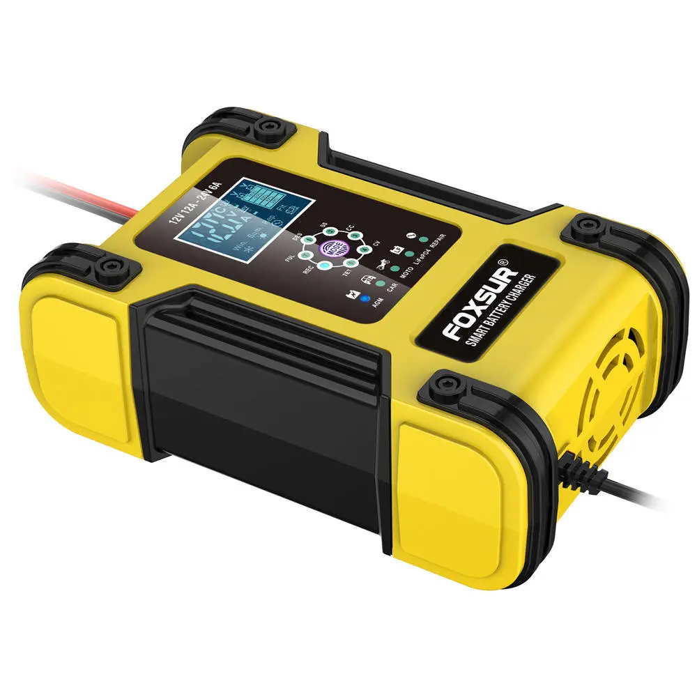 Cargador de batería de plomo-ácido inteligente de 7 segmentos 12V 24V 12A