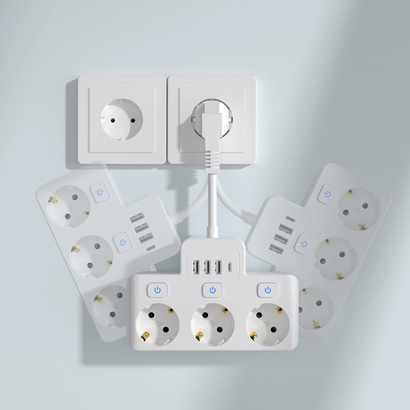 Regleta UE de 3 salidas con interruptor individual