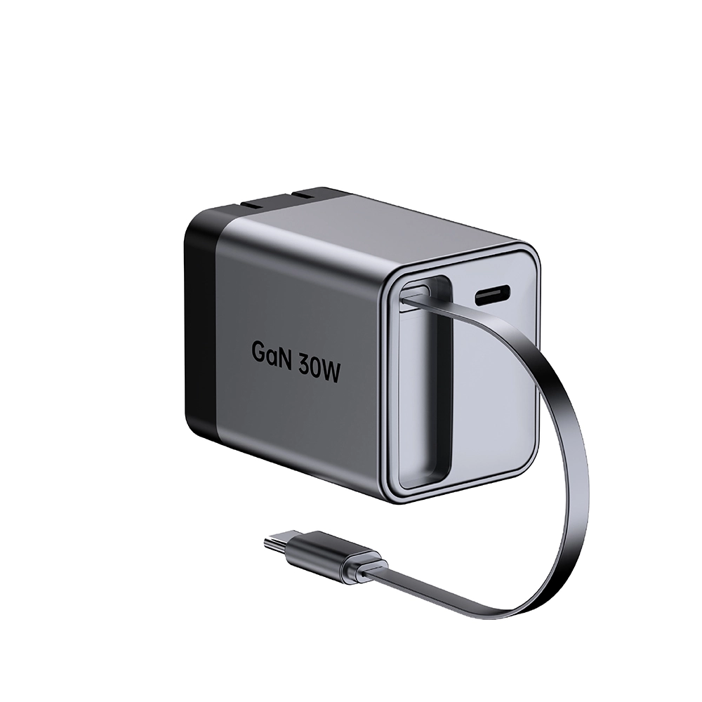 cargador rápido plegable del enchufe de 30W los E.E.U.U. con el cable retractable del usb c