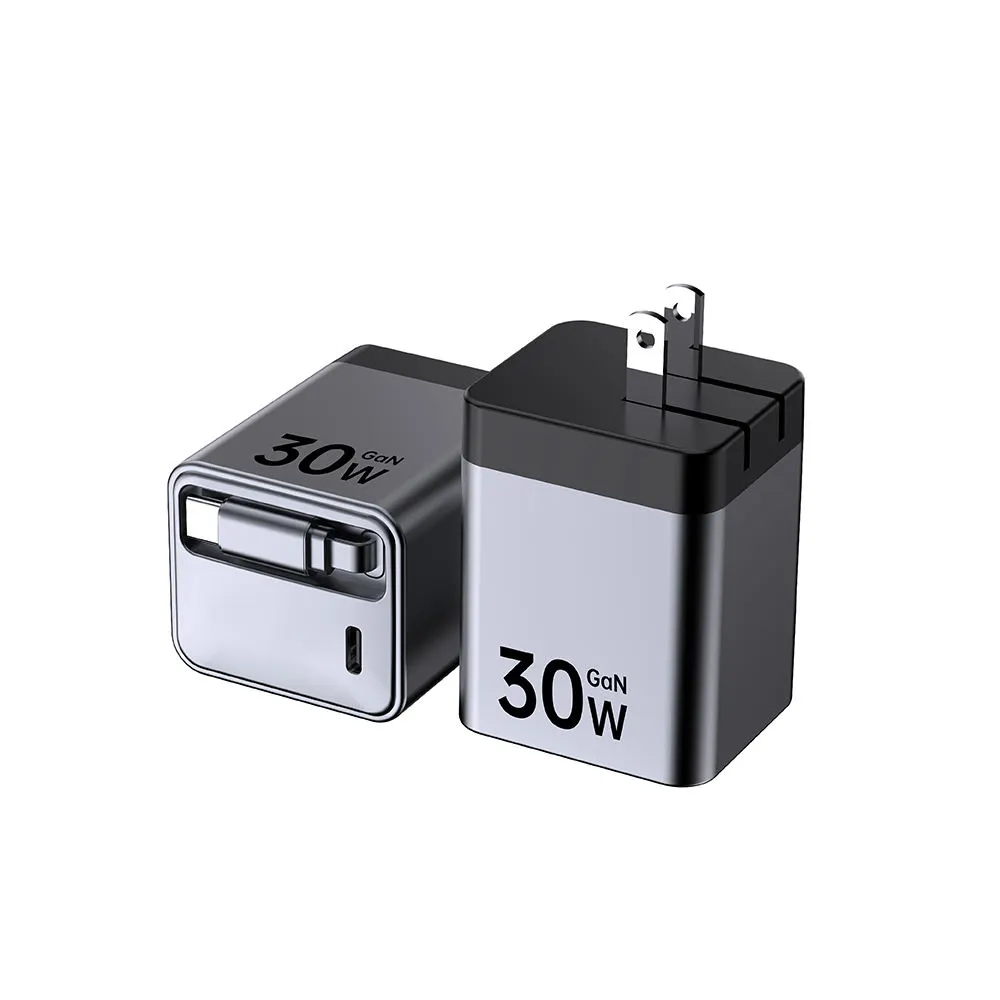 Cargador rápido de 30 W con cable retráctil tipo C