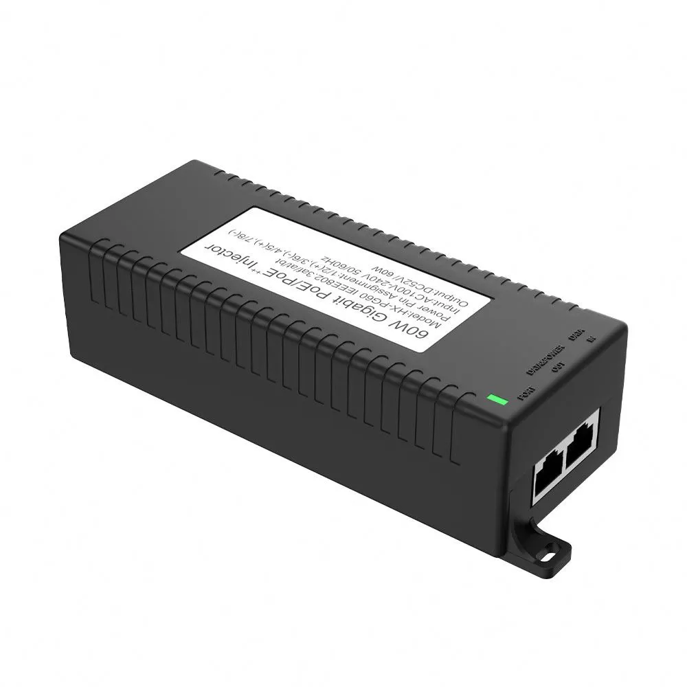 Inyector POE de escritorio de 60W con IEEE802.3AF/AT/BT