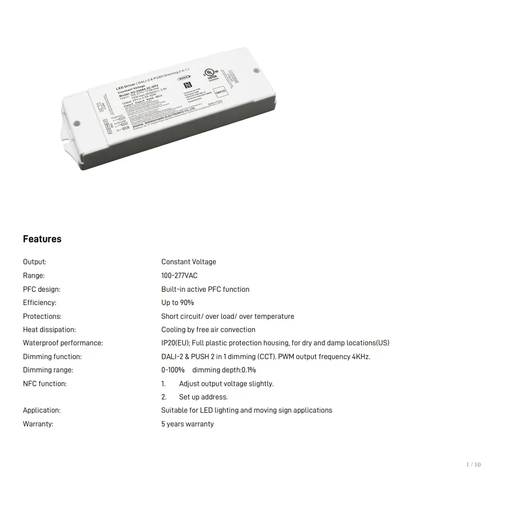 Controlador LED regulable TUYA Zigbee CCT de 60 W