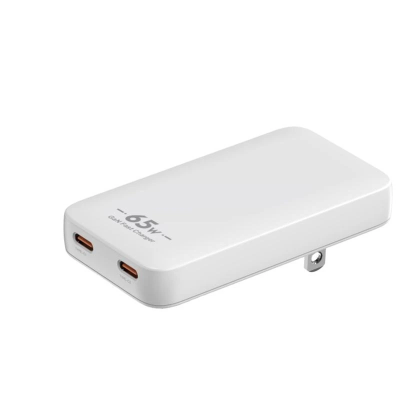 Cargador de puerto dual GaN de 65 W Adaptador de viaje ultradelgado tipo C