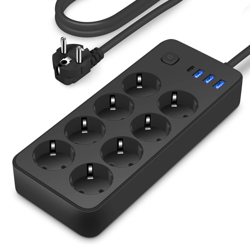 Regleta estándar de la UE 8 CA con 4 puertos USB
